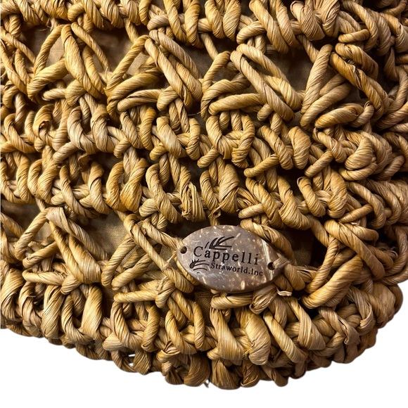 Cappelli Straworld Straw Beaded Handle Bag Boho Woven Raffia Purse Tan - Picture 3 of 11